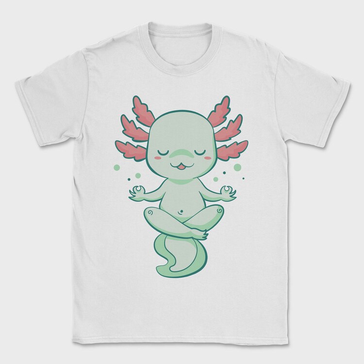 Kawaii Axolotl Meditating, Tricou Barbati (Unisex)