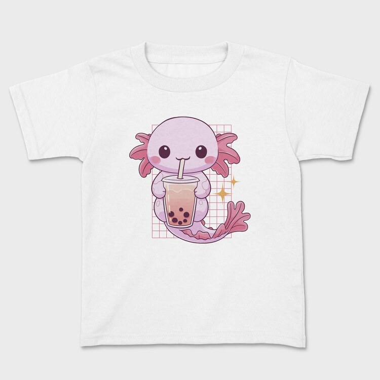 Kawaii Axolotl Mermaid Boba Tea Tote, Tricou Copii