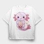 Kawaii Axolotl Mermaid Boba Tea Tote, Tricou Oversize Barbati (Unisex)