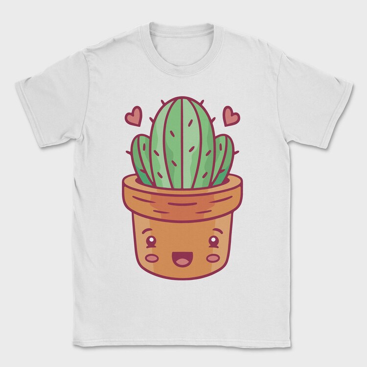 Kawaii Cactus In A Pot, Tricou Barbati (Unisex)