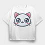 Kawaii Cute Cat Face, Tricou Oversize Barbati (Unisex)