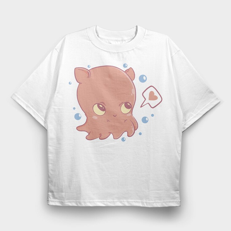 Kawaii Flap Jack Octopus, Tricou Oversize Barbati (Unisex)