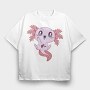 Kawaii Gaming Axolotl Gamer, Tricou Oversize Barbati (Unisex)