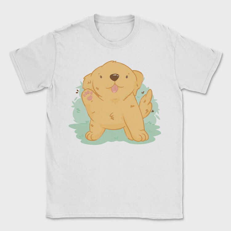 Kawaii Golden Retriever Dog, Tricou Barbati (Unisex)