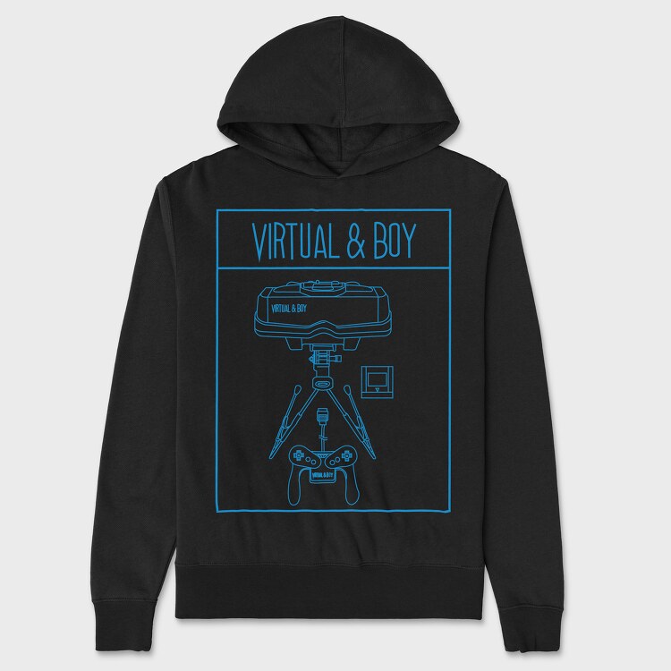 Retro Gaming Virtual And Boy, Hanorac Oversize Barbati (Unisex)