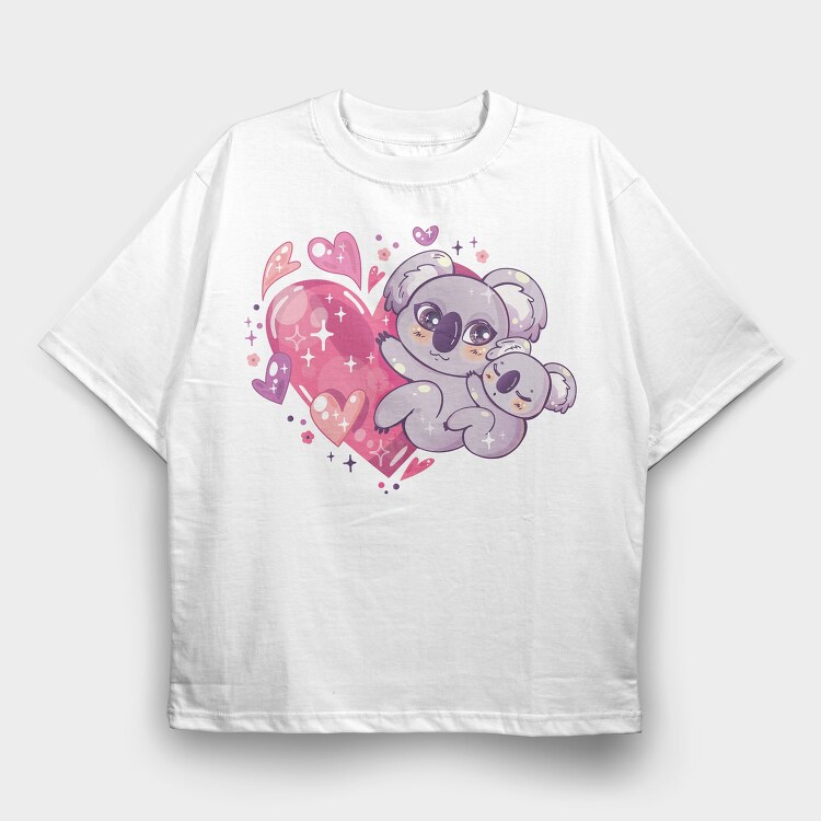 Kawaii Koala Anime Animals, Tricou Oversize Barbati (Unisex)