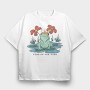 King Of The Pond Cottagecore Frog, Tricou Oversize Barbati (Unisex)