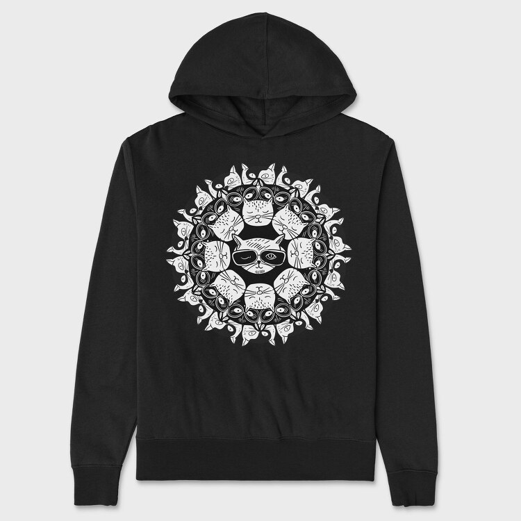 Kitty Cats Mandala, Hanorac Oversize Barbati (Unisex)