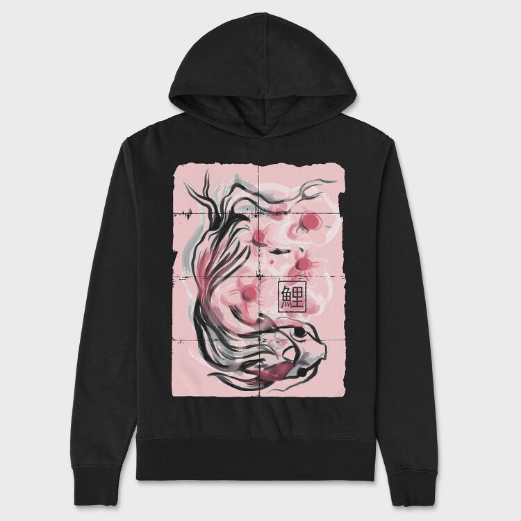Koi Fish Animal Sakura Flowers, Hanorac Oversize Barbati (Unisex)