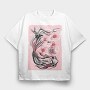 Koi Fish Animal Sakura Flowers, Tricou Oversize Barbati (Unisex)