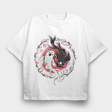 Koi Fish Yin Yang, Tricou Oversize Barbati (Unisex)