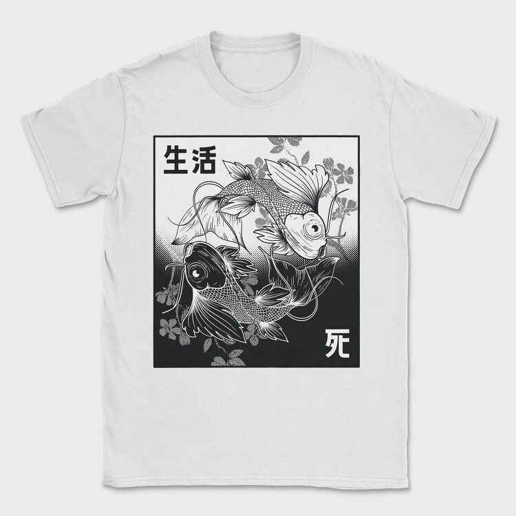 Koi Yin Yang Life Death Hand Drawn, Tricou Barbati (Unisex)