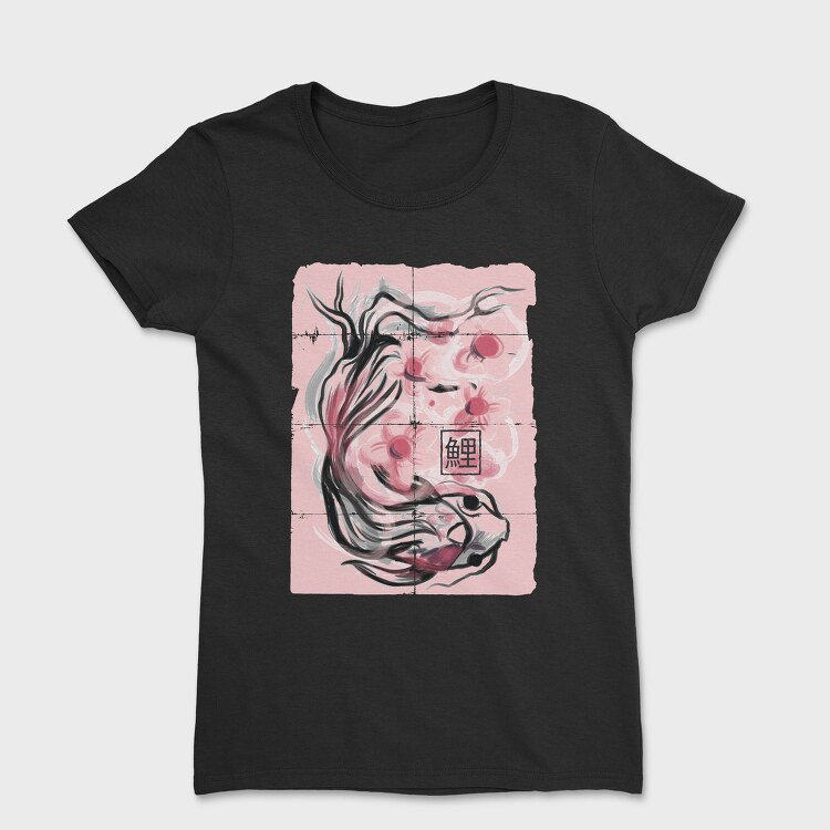 Koi Fish Animal Sakura Flowers, Tricou Femei