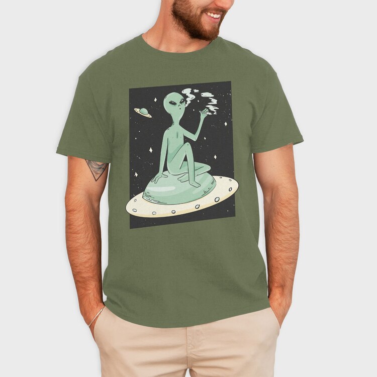 Marijuana Weed Alien, Tricou Barbati (Unisex)