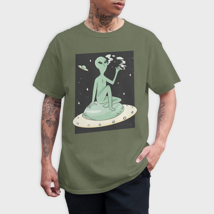 Marijuana Weed Alien, Tricou Barbati (Unisex)