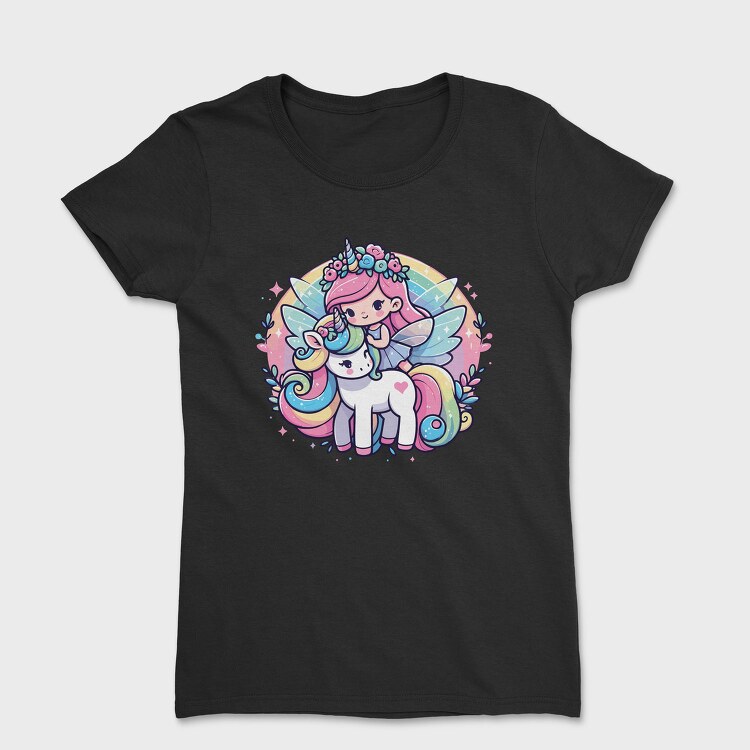 Kawaii Fairy Riding Unicorn, Tricou Femei