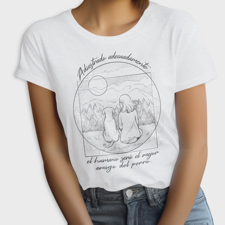 Woman And Dog Landscape Vesubius Girl, Tricou Femei
