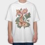 Koi Fish Lotus Illustration 04, Tricou Oversize Barbati (Unisex)