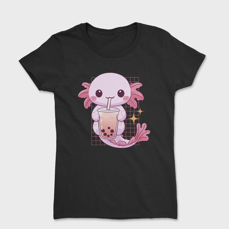 Kawaii Axolotl Mermaid Boba Tea Tote, Tricou Femei