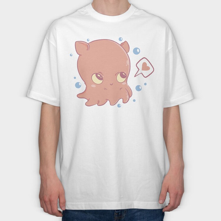 Kawaii Flap Jack Octopus, Tricou Oversize Barbati (Unisex)