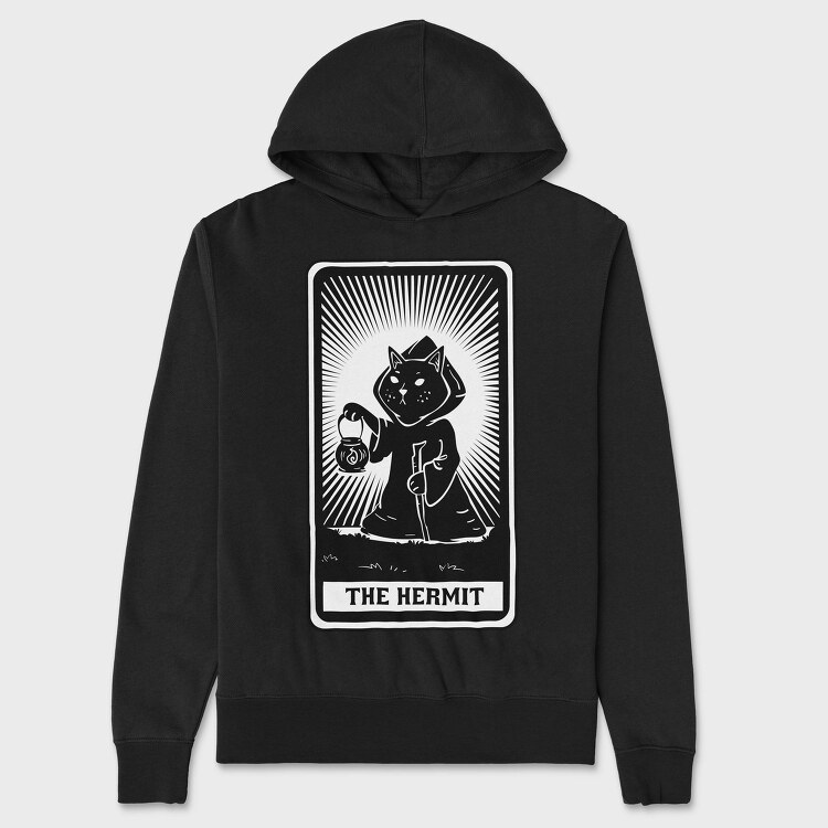Cat Tarot Card Fantasy The Hermit, Hanorac Oversize Barbati (Unisex)