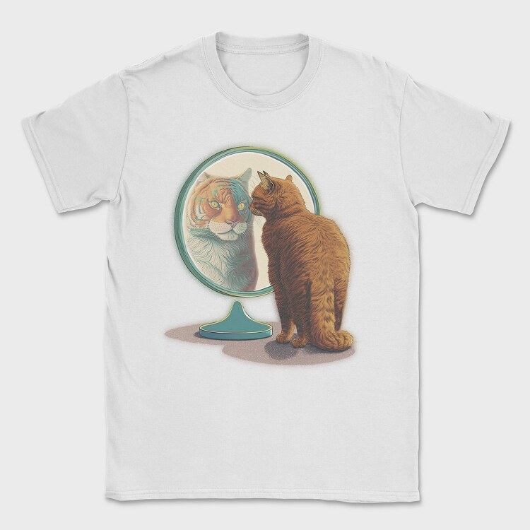 Cat Tiger Reflection Kitty Mirror, Tricou Barbati (Unisex)