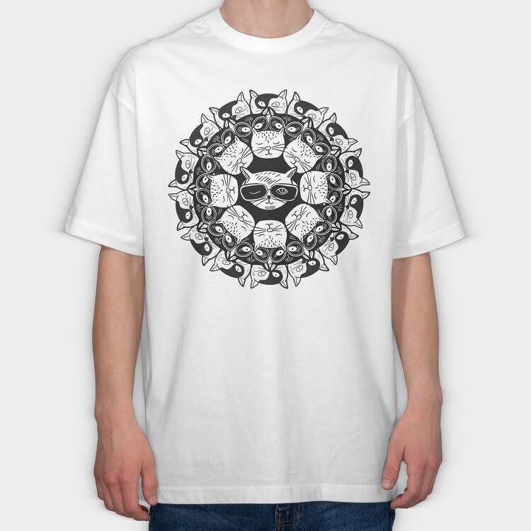 Kitty Cats Mandala, Tricou Oversize Barbati (Unisex)
