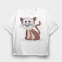 Cat Whiskers Smile, Tricou Oversize Barbati (Unisex)