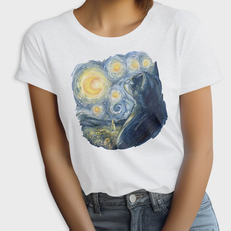 Starry Night Cat, Tricou Femei