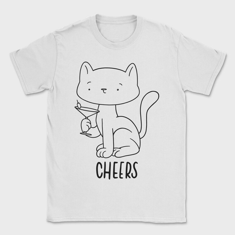 Cat With Drink Stroke Cheers, Tricou Barbati (Unisex)