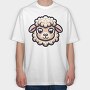 Kawaii Sheep Face, Tricou Oversize Barbati (Unisex)