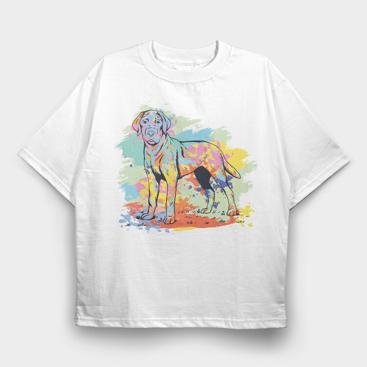 Labrador Retriever Watercolor, Tricou Oversize Barbati (Unisex)