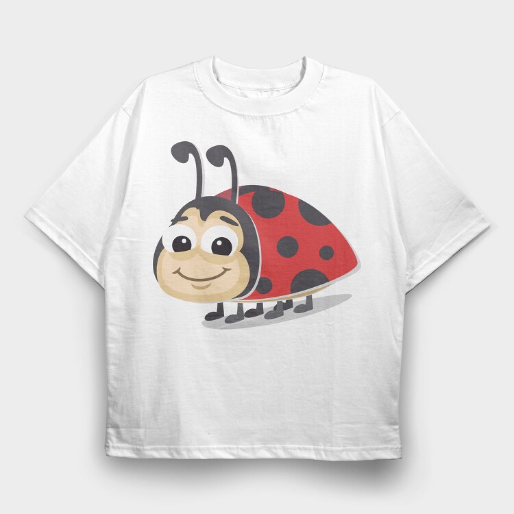 Ladybug Smiley, Tricou Oversize Barbati (Unisex)