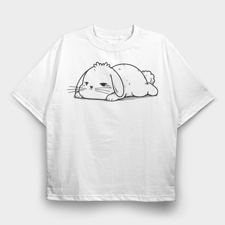 Lazy Bunny, Tricou Oversize Barbati (Unisex)