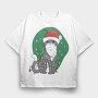 Cat With Fairy Lights Christmas, Tricou Oversize Barbati (Unisex)
