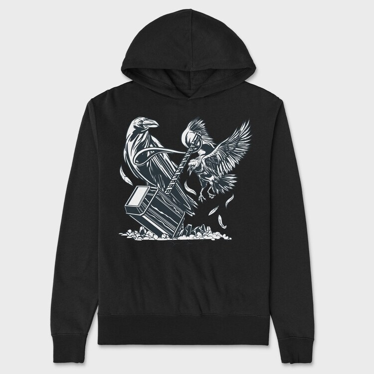 Hammer And Crow Birds Crown, Hanorac Oversize Barbati (Unisex)