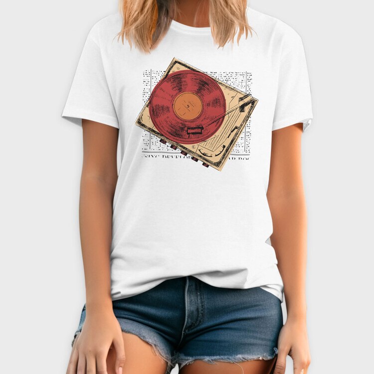 Vintage Turntable, Tricou Barbati (Unisex)
