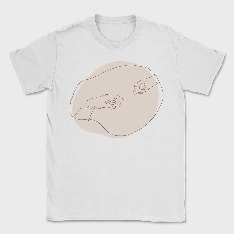 Hand And Cat Animal Paw Creation Moment, Tricou Barbati (Unisex)