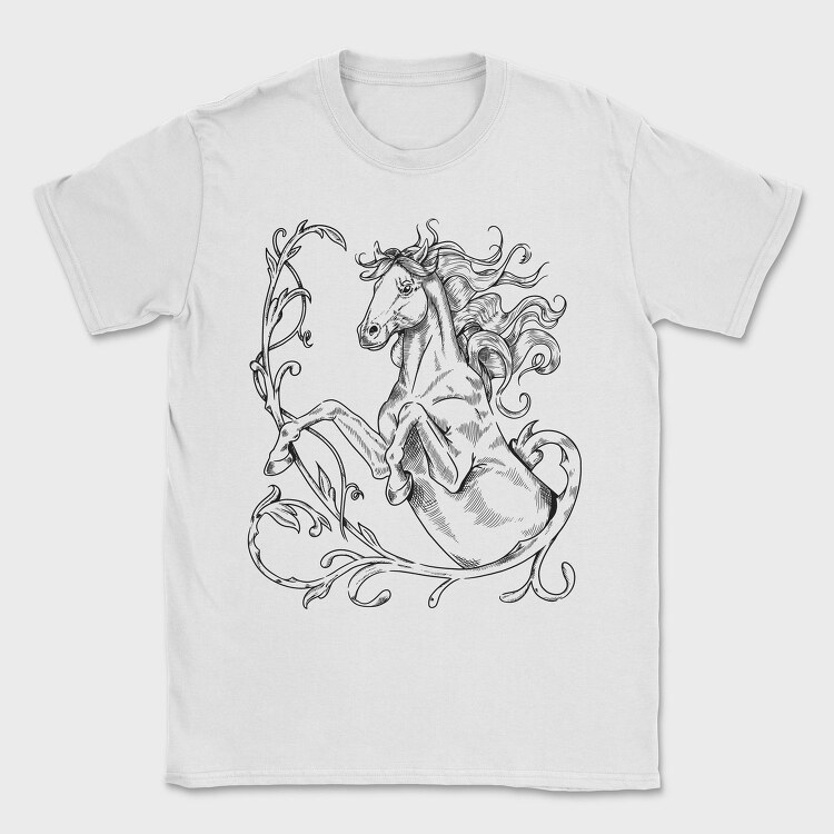 Hand Drawn Antique Horse Animal, Tricou Barbati (Unisex)