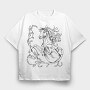 Hand Drawn Antique Horse Animal, Tricou Oversize Barbati (Unisex)