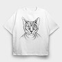 Hand Drawn Cat, Tricou Oversize Barbati (Unisex)
