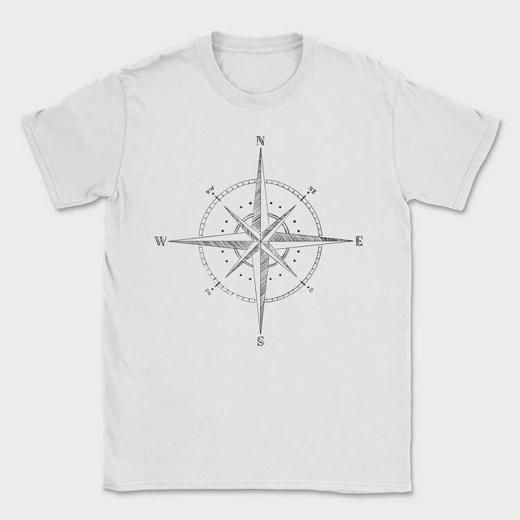 Hand Drawn Compass Rose Illustration, Tricou Barbati (Unisex)