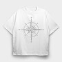 Hand Drawn Compass Rose Illustration, Tricou Oversize Barbati (Unisex)