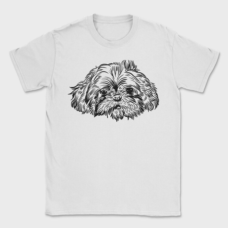 Hand Drawn Dog Face Shihtzu, Tricou Barbati (Unisex)