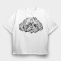 Hand Drawn Dog Face Shihtzu, Tricou Oversize Barbati (Unisex)
