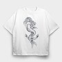 Hand Drawn Mermaid Siren And Anchor, Tricou Oversize Barbati (Unisex)