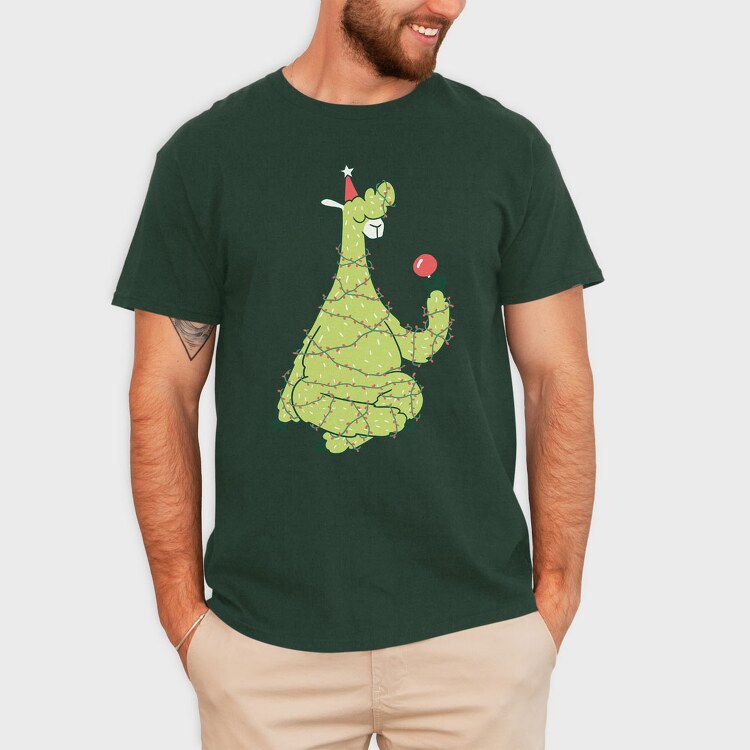 Christmas Tree Llama, Tricou Barbati (Unisex)