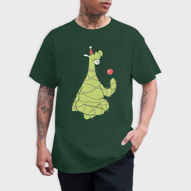 Christmas Tree Llama, Tricou Barbati (Unisex)