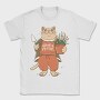 Cat With Plant Pottery, Tricou Barbati (Unisex)