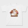 Cat With Summer Drink Retro Sunset, Tricou Copii
